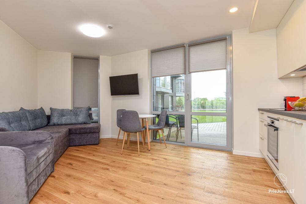 Neue Einzimmerwohnung mit Terrasse zu vermieten in Sventoji