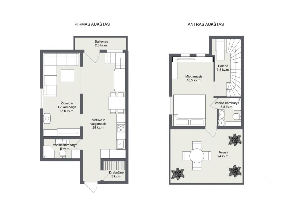 70 m² Apartments mit Terrasse und Lagunenblick + SPA | Nida