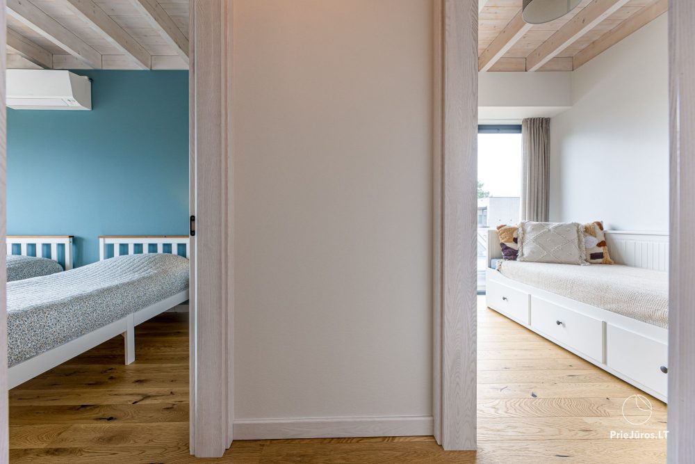 Hausvermietung ‚Flaghouse‘ in Svencelė – ein einzigartiger Ort für Erholung für sechs Personen, 3 Schlafzimmer, 2 Terrassen, Grill