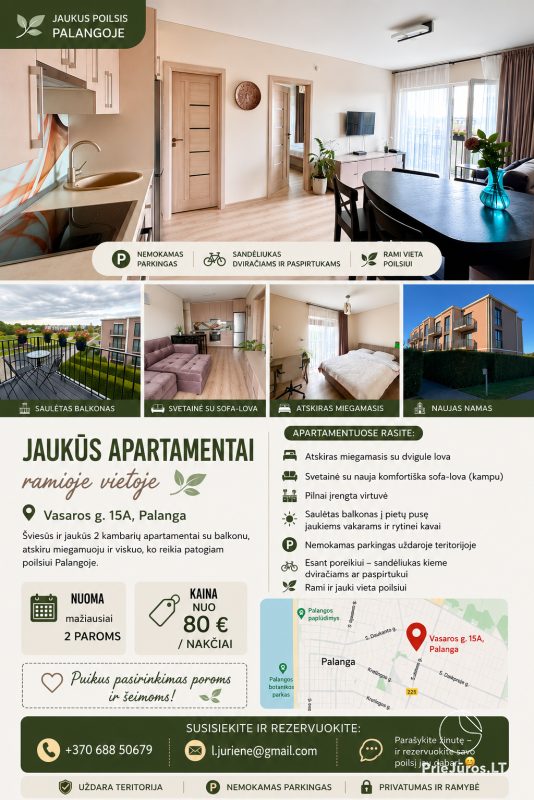 Apartments in Palanga für 4 Gäste | Sehr ruhige Lage
