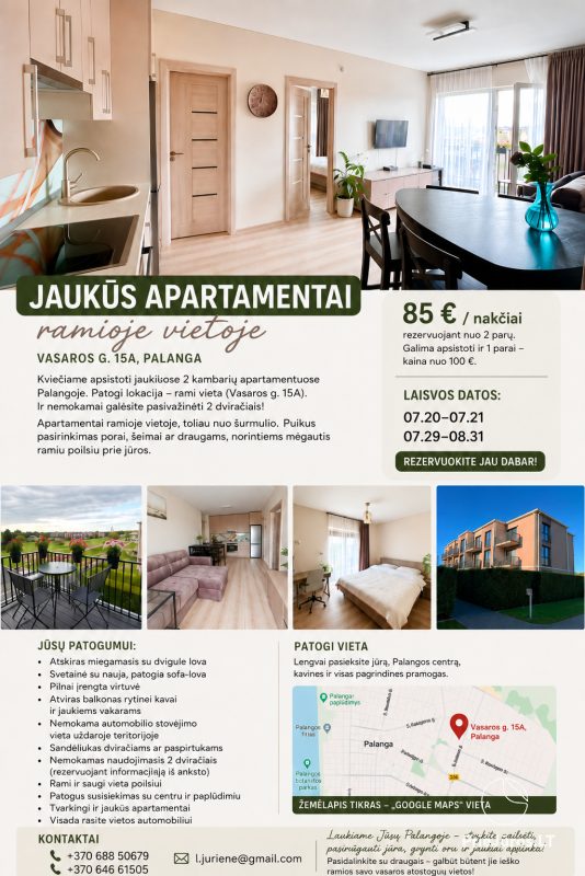 Apartments in Palanga für 4 Gäste | Sehr ruhige Lage