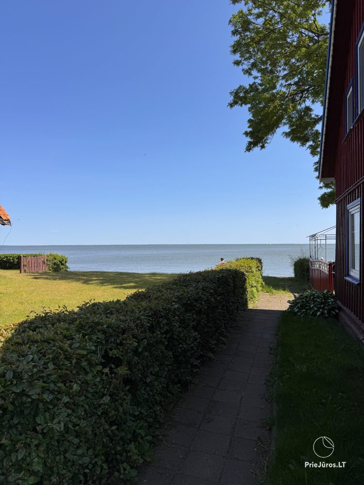 Studio-Wohnung in Nida: im Erdgeschoss, mit Blick auf die Lagune, eine Laube mit Gartenmöbeln auf dem Hof
