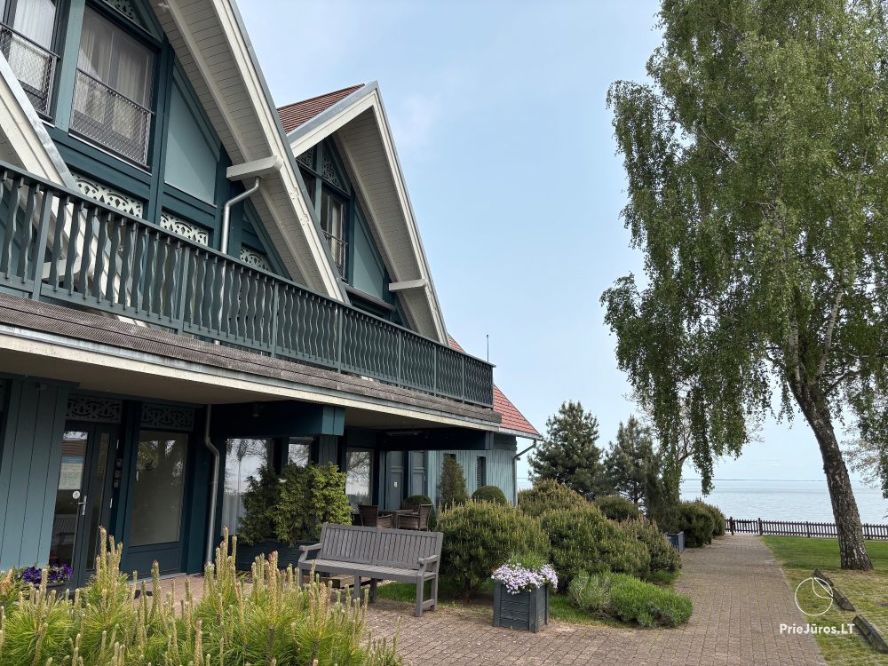 Ferienwohnung in Preila am Ufer des Kurischen Haff, Balkon mit Blick auf die Lagune