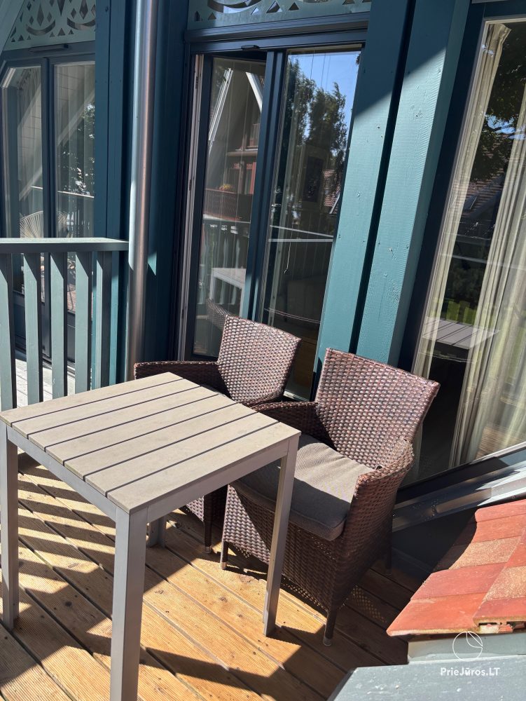 Ferienwohnung in Preila am Ufer des Kurischen Haff, Balkon mit Blick auf die Lagune