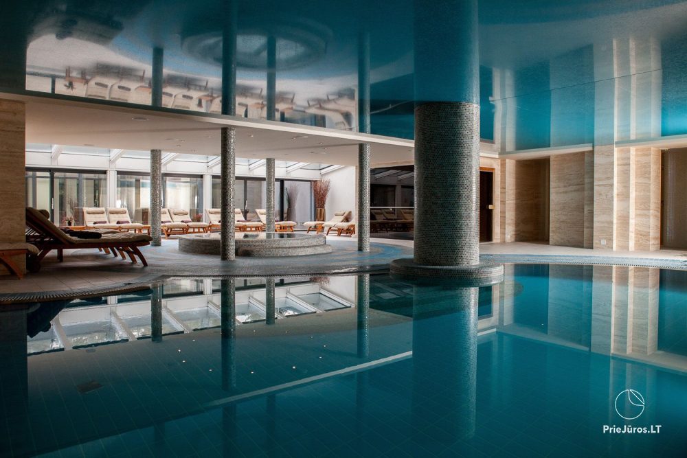 Hotel in Palanga „Mercure Palanga Vanagupė Resort“. Restaurant, SPA-Center, Konferenzräume, Schwimmbad, Außenterrasse